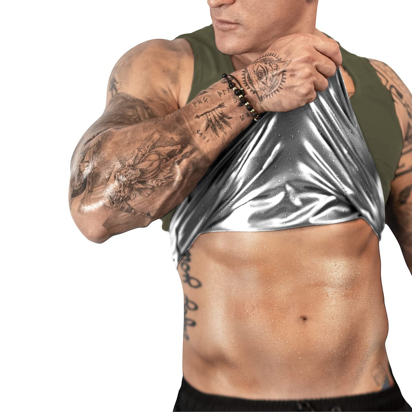 FUXERT Men's Sweat Vest Sweat Tank Top for Waist Trainer Workout Body Shaper Sauna Suit for Gym Exercise(GN L/XL)