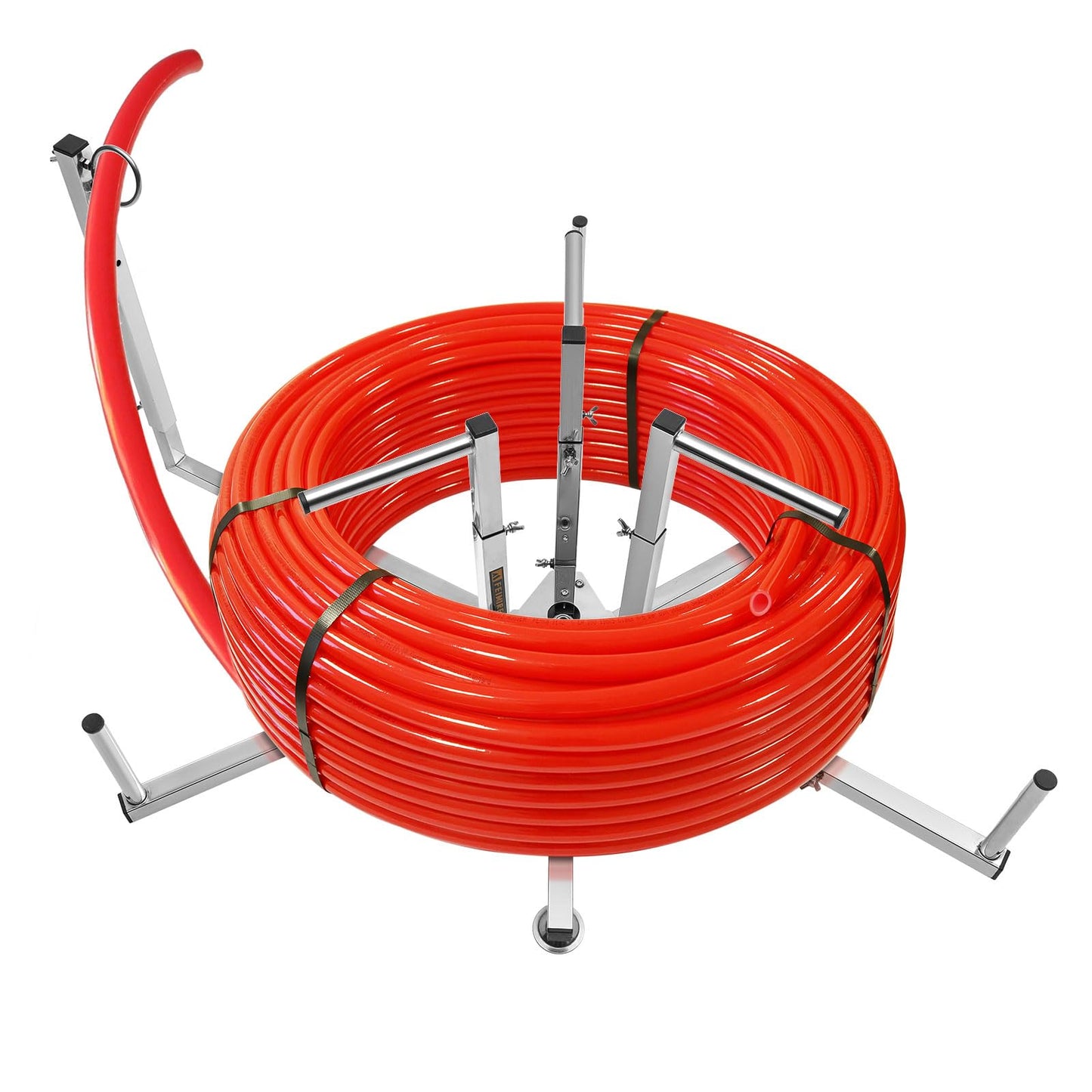 FEIMIRE Heavy-Duty PEX Tubing Decoiler, Versatile 304 Stainless Steel Stand for Uncoiling Radiant Heat Pipes, Water Lines, and Cables, Smooth Dispensing Action for Tangle-Free Work