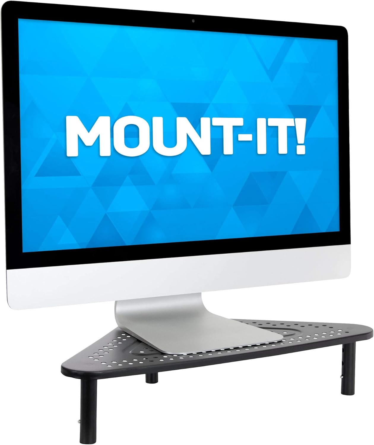 Corner Monitor Stand | Adjustable Height Corner Desk Shelf | Triangle Screen Riser, Ergonomic Space Saving Design