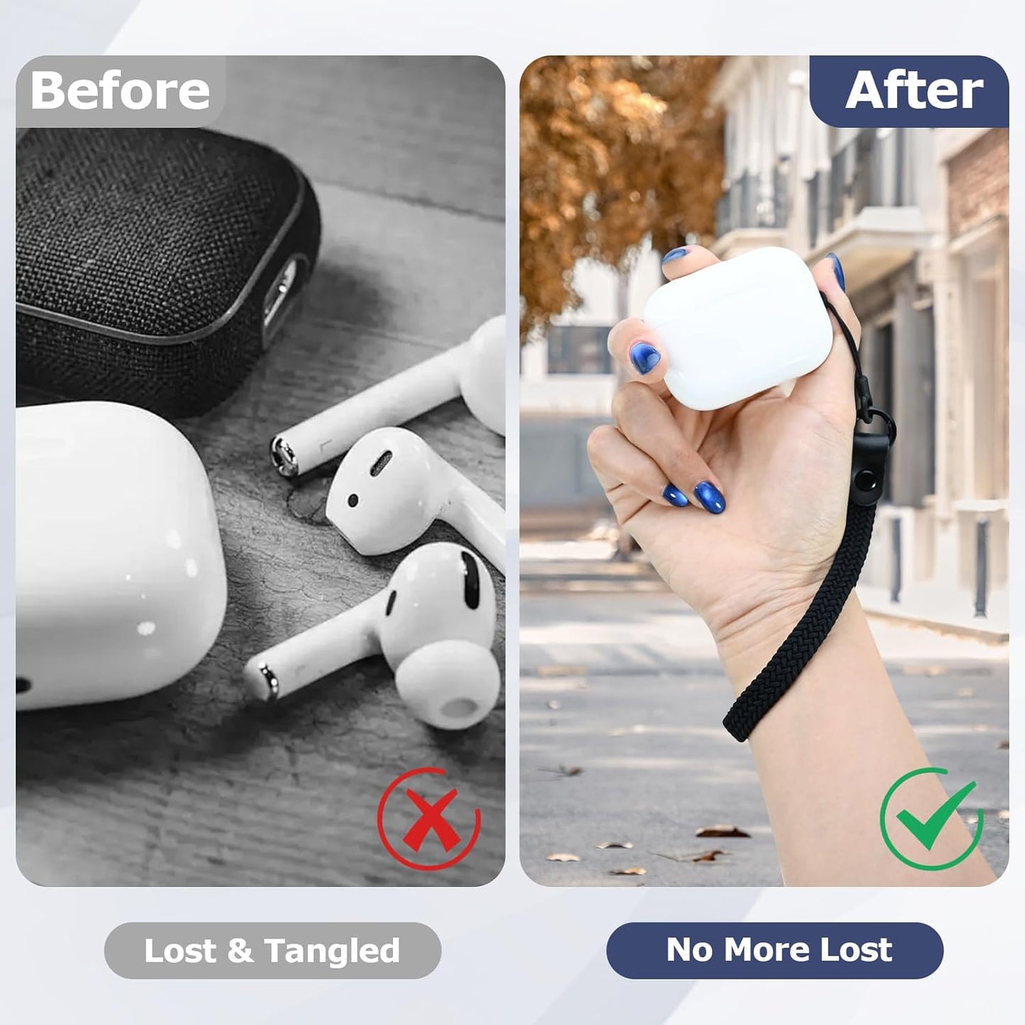 1/2/3/Pro/Pro 2 Elastic Nylon Wrist Lanyard for AirPods Case, Anti-Lost Strap for AirPods Charging Case