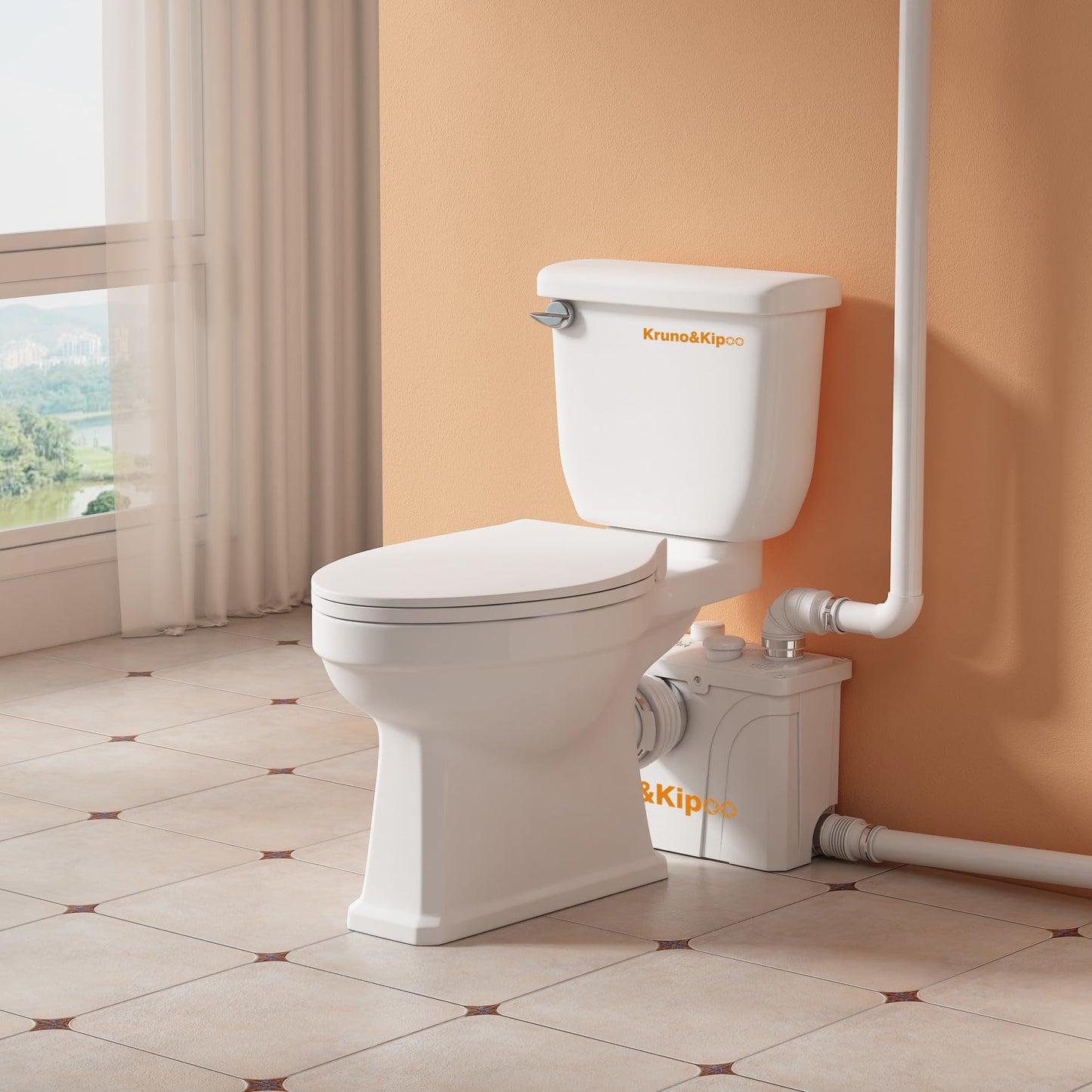 Macerator Pump for Basement Waste Water Disposal Lifting Up, Sewage Pump with 4 Inlets for Toilet, Sink, Laundry, Shower, Upflush to 30ft/11 m, 2960 GPH, Macerating Toilet Pump, 700 watt