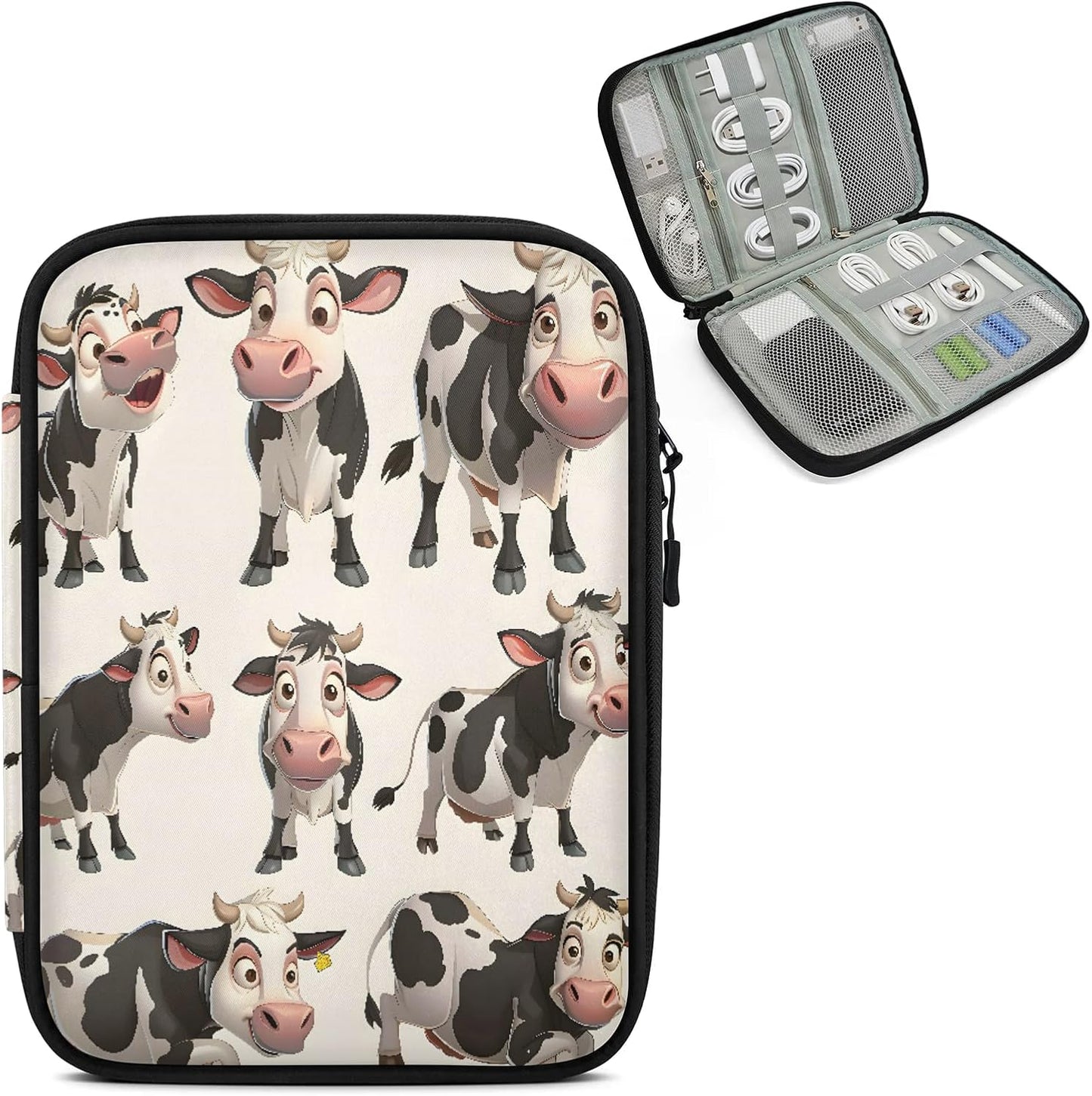 Milk Cow Travel Cable Organizer Pouch Electronic Cord Storage Bag Tech Accessories Carry Case for Charger, Cable