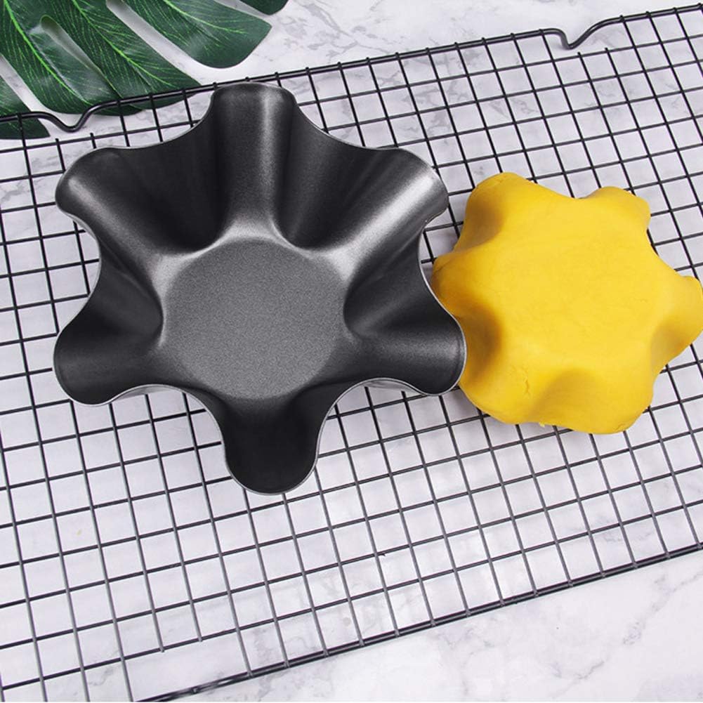 Tortilla Pan Set - 6 Pack Carbon Steel Non-Stick Taco Shell Maker with Silicone Potholder & Basting Brush | Large Black Baking Pans