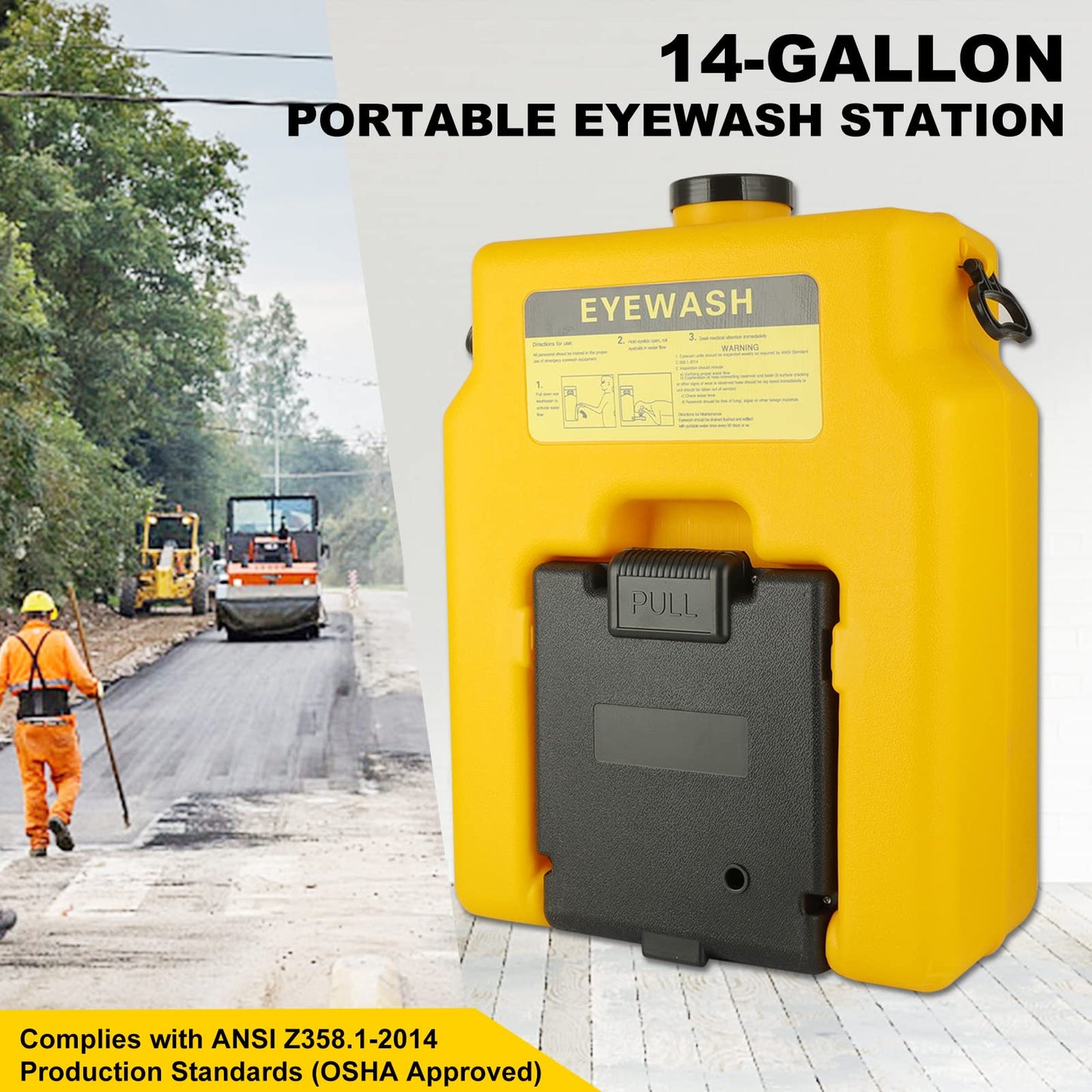 Portable Eyewash-Station Emergency OSHA-Approved Yeipower - Wall Mounted Eye Wash First Aid 14 Gallon Eye Irrigation Equipment