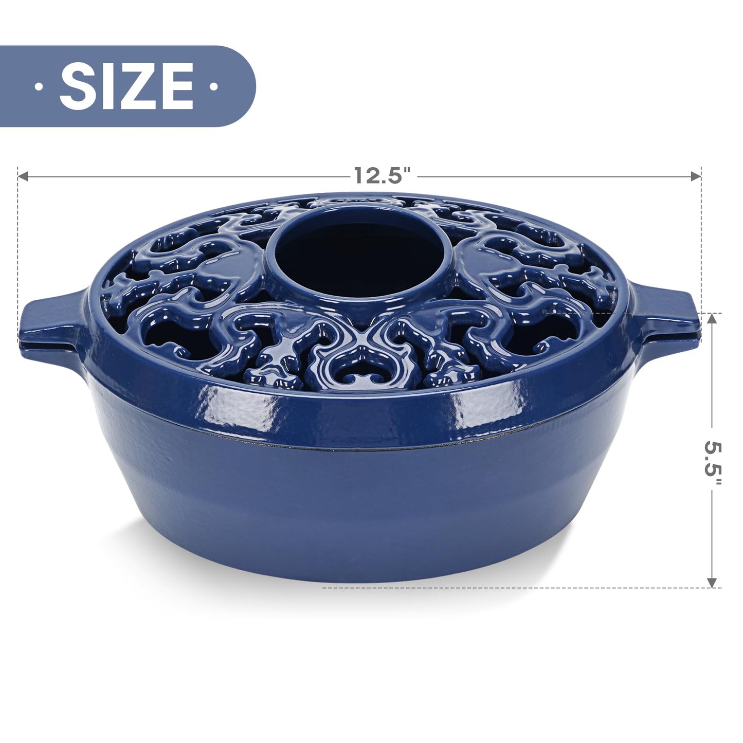 Wood Stove Steamer,2.5Quart Cast Iron Humidifier for Wood Stove,Large Capacity Wood Stove Humidifier,Large Diameter Mouth Lattice Top Rust Resistant Fireplace Humidifier Pot,Black