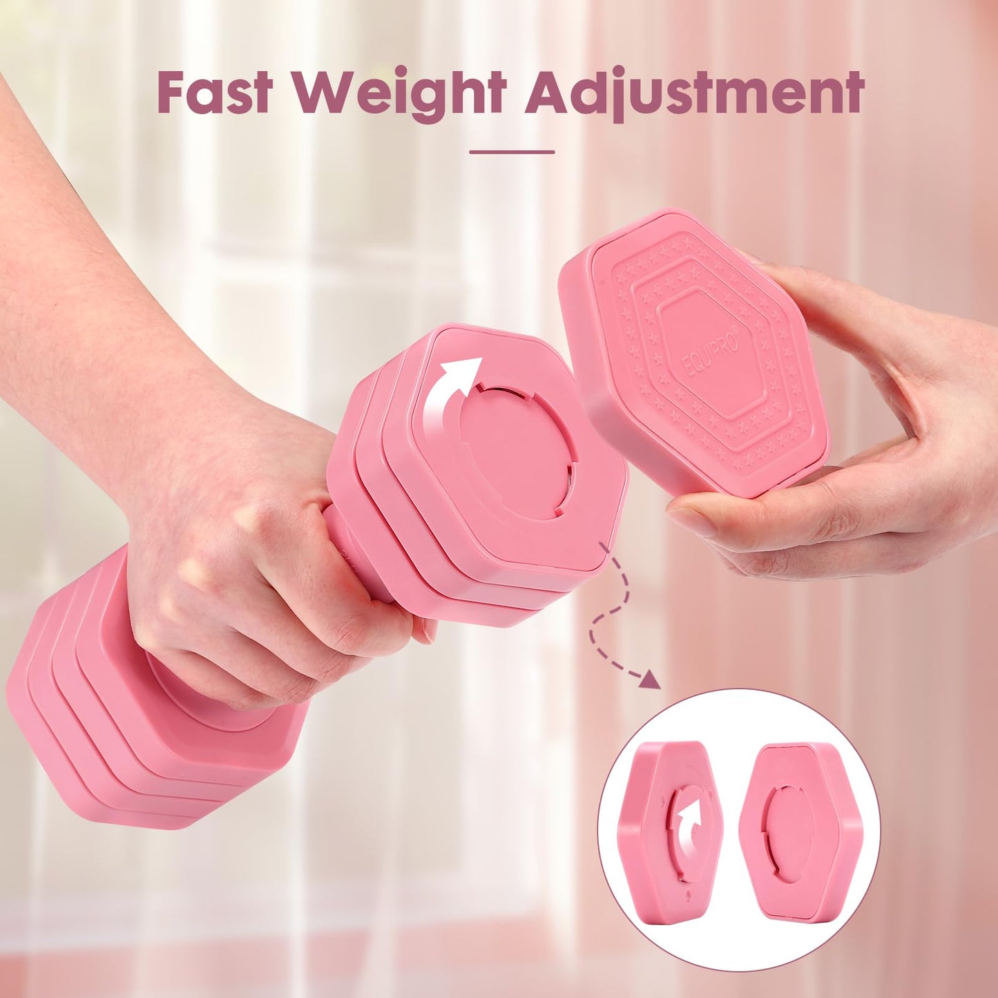 EQUIPRO Adjustable Dumbbell Set, 4 in 1 Weights for Women at Home, Hand Weights Dumbbells for Women, Each 2lb 3lb 4lb 5lb Fast Adjust Weight with Soft TPU Handle for Home Gym Exercise Training
