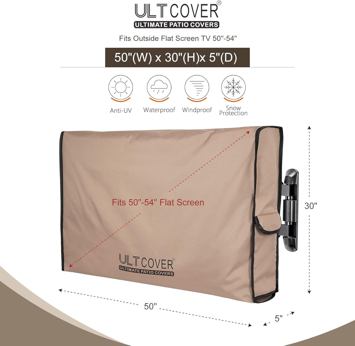 50-54 inch ULTCOVER Waterproof Outdoor TV Cover for Outside Flat Screen Televisions with Mounts and Stands