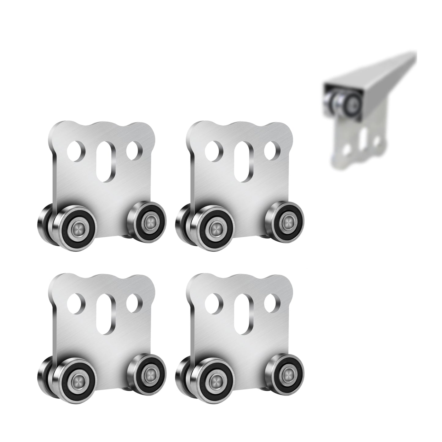 4 Wheel Trolley Roller Assembly, Sliding Track System Strut Channel Rollers – Heavy Duty for Warehouse, Easy-Assemble Replacement with Ball Bearing