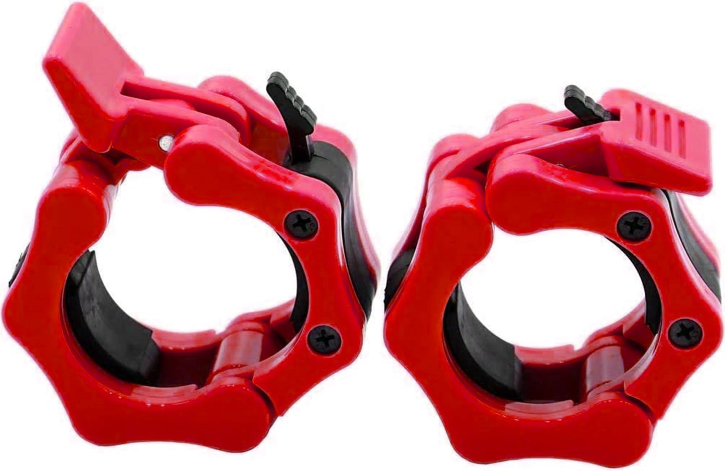 GW Tech Barbell Clamps 2 inch, Heavy Duty Exercise Collars 2" Quick Release Pair of Locking Pro Olympic Weight Bar Plate Locks Collar Clips for Workout Weightlifting Fitness Training - Red