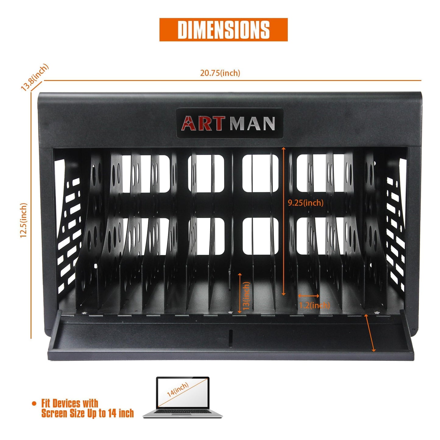 16 Bay Charging Cabinet for Laptop & Chromebook, Locking Charging Station with Cable Management and Ventilated Steel Structure, Fully Assembled Desktop Device Storage – Black