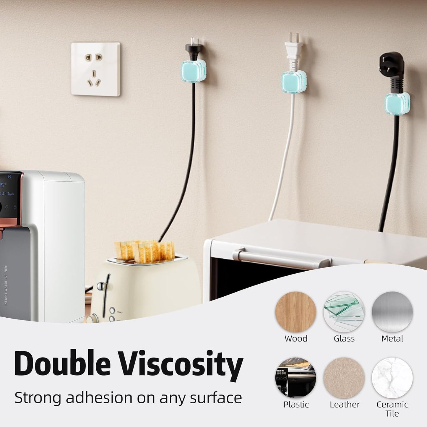 MAWFOZIN 6 Pack Magnetic Cable Clips Cord Organizer Holder, Adhesive Wire Holder Keeper Organizer USB Charging Cable