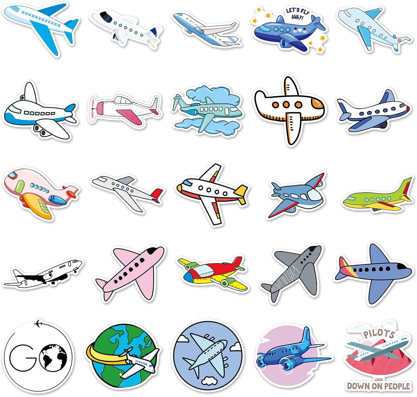 ZLWSD Stickers,50PCS Pack Kids Teens Airplane Aircraft Aesthetic Waterproof Laptop Adults Graffiti Decals for Water