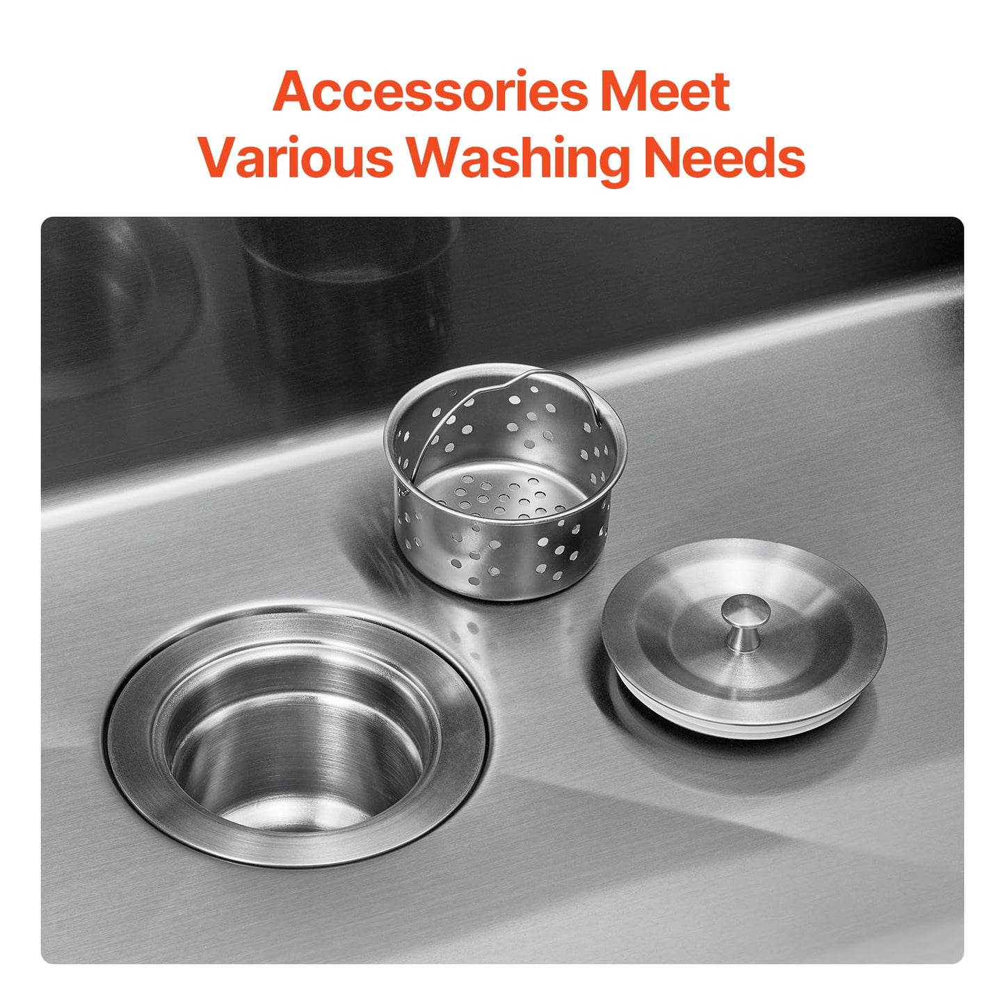 VEVOR 33 inch Kitchen Sink Workstation, 304 Stainless Steel Top Mount Sinks, Drop-In Single Bowl Farmhouse Basin with Accessories, Household Dishwasher Sinks for RV, Prep Kitchen, and Bar (Black)