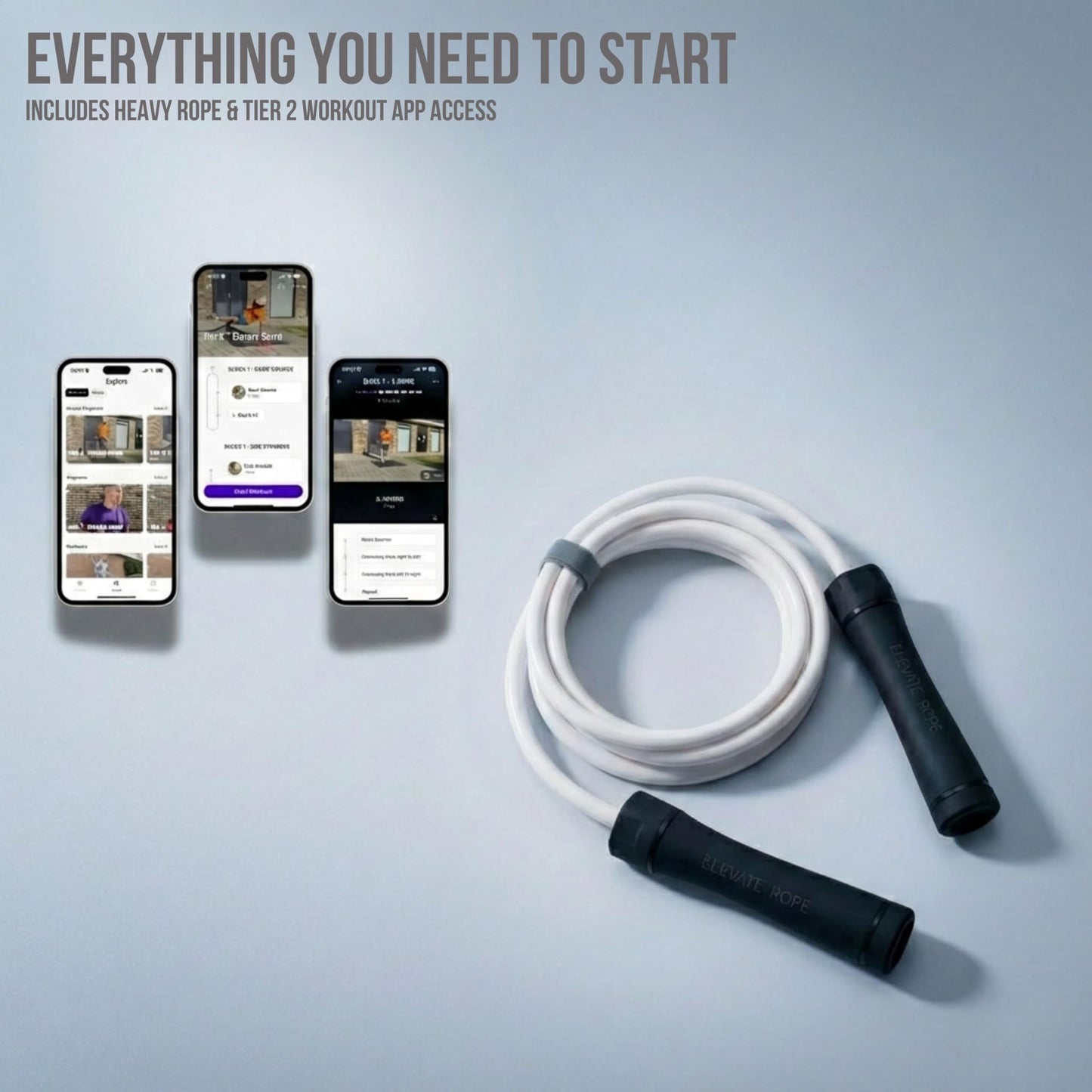 Elevate Rope Heavy Jump Rope Adjustable 3 m with Free Training App – 10 mm Weighted PVC Cable for Strength, Cardio & Endurance