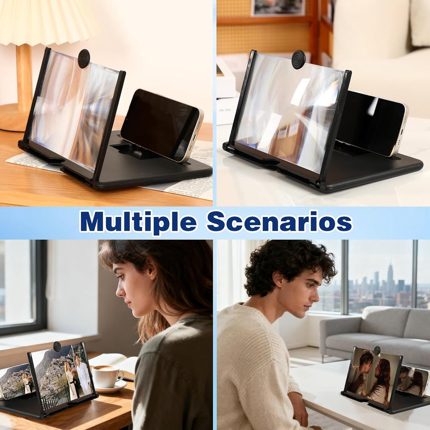 BSonata Version,3D 12inch) Screen Magnifier HD Mobile Phone Magnifier Projector Screen Enlarger for Movies, Videos