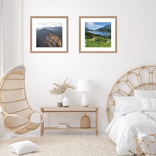 JCJMY 20x20 Picture Frame - Rustic Brown with 16x16 Mat | Shatter Resistant Plexiglass Display