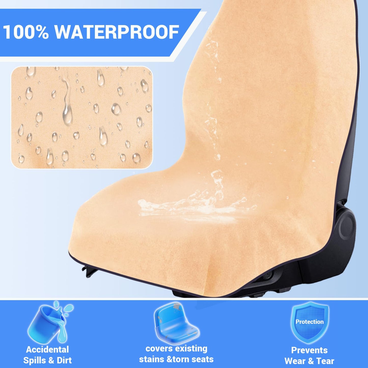 LBIHHNQ Waterproof Car Seat Towel Cover - Sweat-Proof & Durable Machine Washable for Athletes, Gym Workouts - Fits Various Vehicles - Car Seat Towel Cover After Gym (1Pcs,Beige)