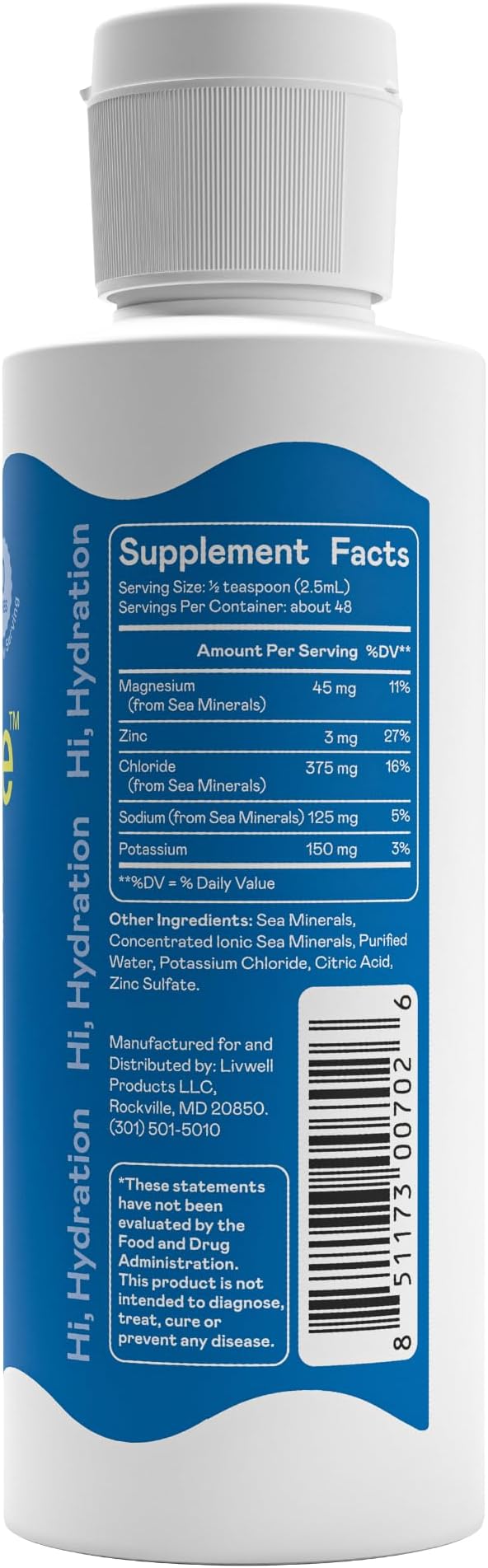 Hi-Lyte Daily Essentials Electrolytes Liquid Mix Unflavored, 144 Servings