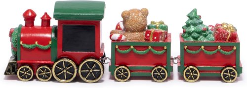 Hodao Christmas Train Decorations - Hand-Painted Santa Claus Gift Train with Teddy Bear & Tree | Festive Home Décor