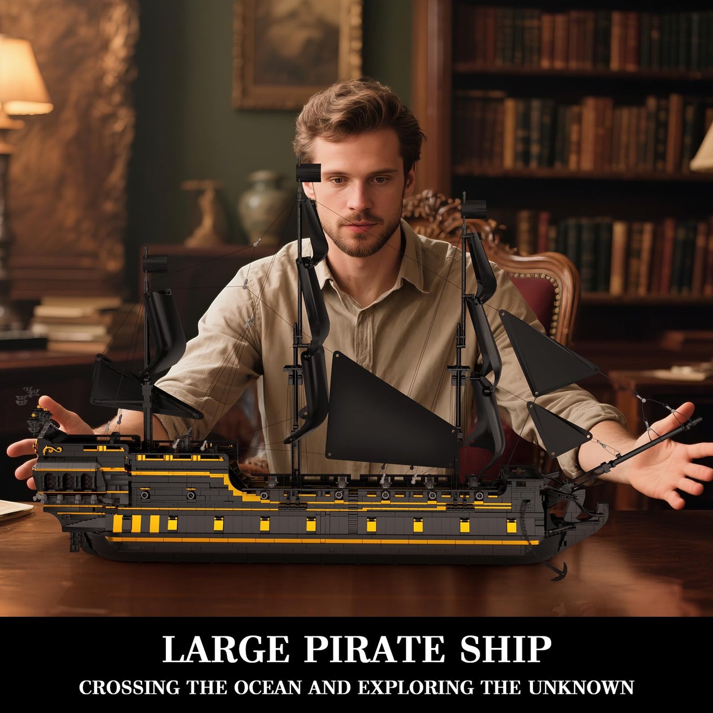 Mould King Pirates Ship Large Building Sets, 13186 MOC Black Pearl Sailboat Construction Sets to Build, Boat Sets for Adult, Home Decor & Birthday Gifts for Teens 14+(5266PCS)