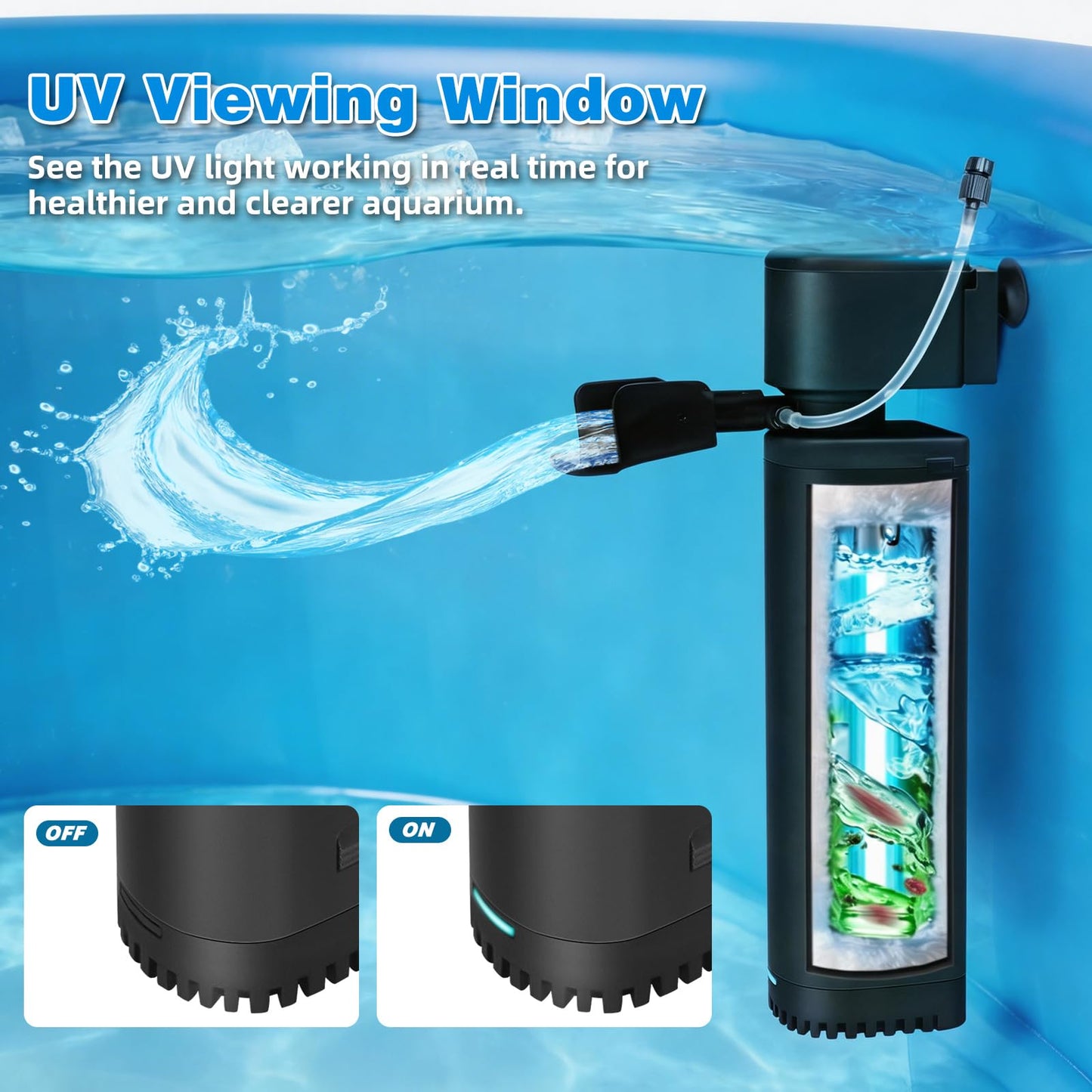 300 GPH Cold Plunge Filter for 100-600 Gal Ice Bath Tub & Cold Plunge Tub, Small Pool Filter with U-V Sanitation Green Cleaning Machine,Submersible Powerful Pump for Saltwater Freshwater Crystal Clear