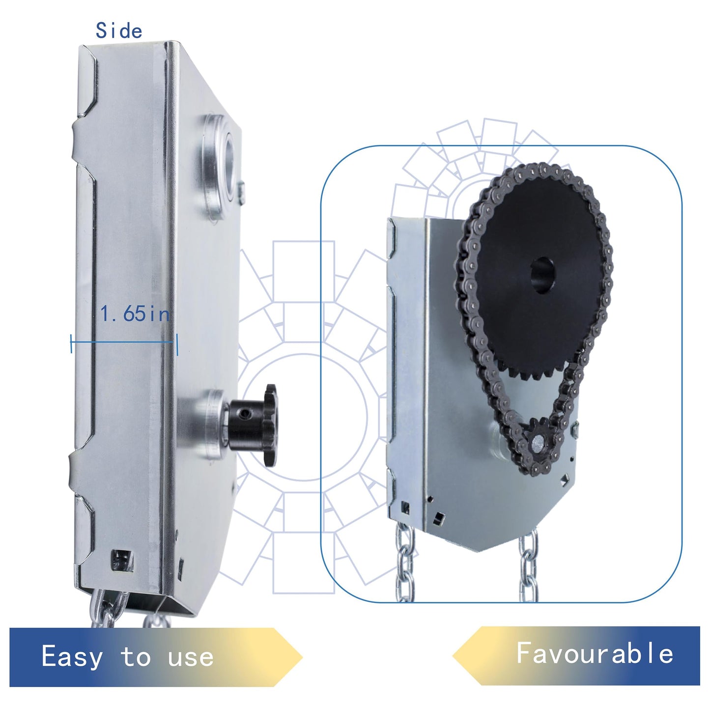 LAJIAOZ Garage Door Jackshaft Chain Hoist - 4:1 Reduced Drive Heavy Duty Hoist for Roll Up Doors and Jackshaft Garage Door Openers