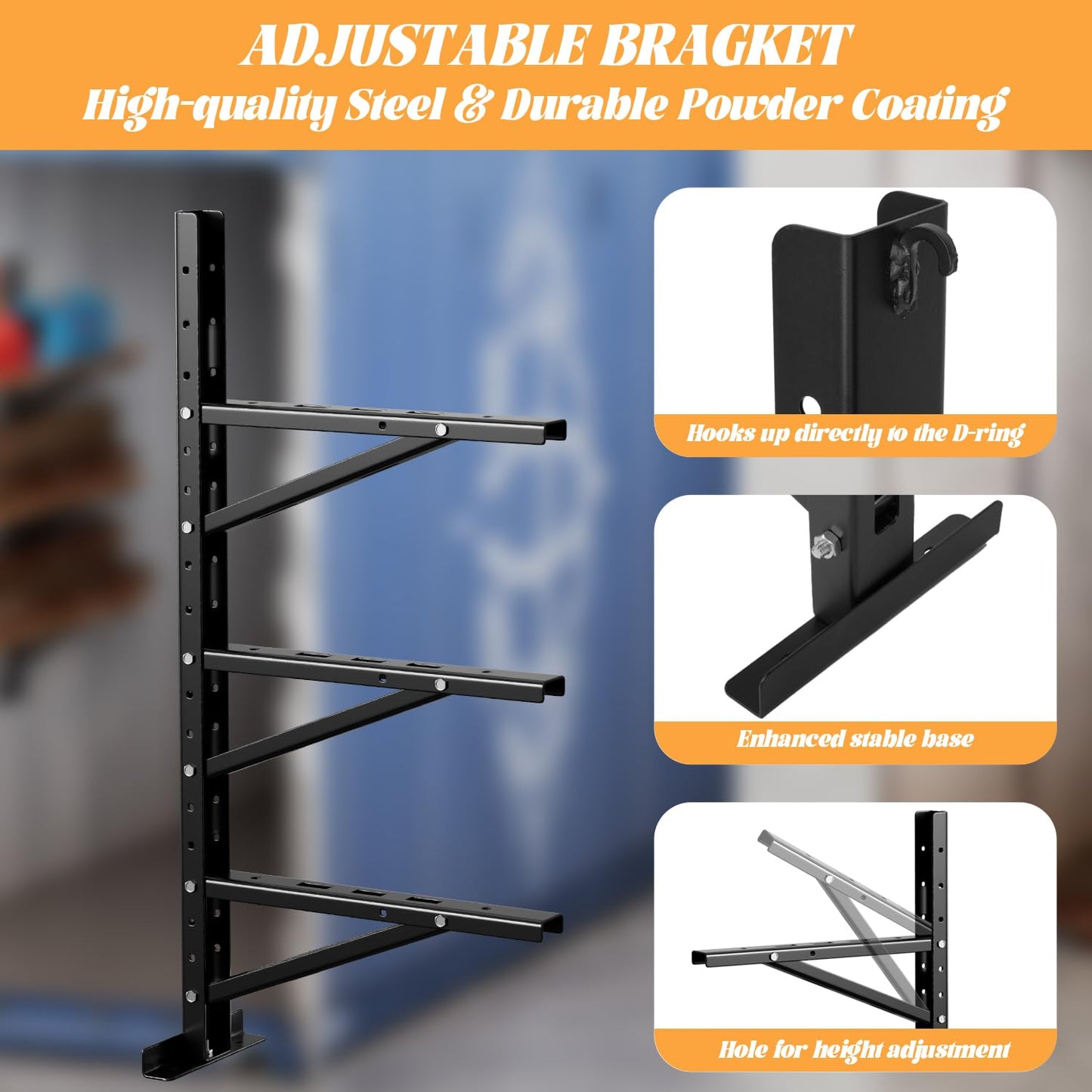 bimiti 2 Pack Shipping Container Shelving Brackets, Heavy Duty Adjustable Hanging Shelf Bracket Shipping Container Accessories Lumber Storage Rack, D-Ring Mount for Cargo Container 46.5"(H) X 22"(W)