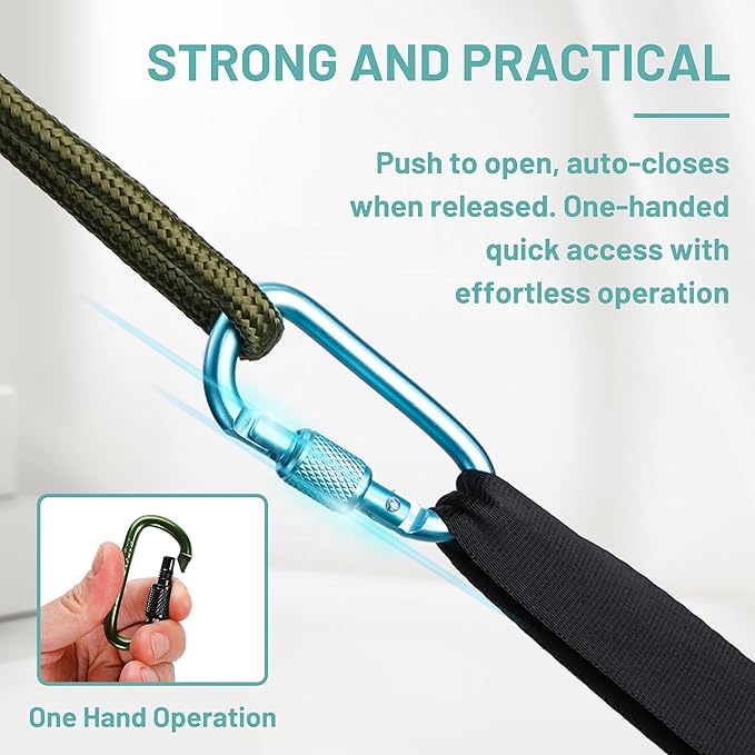 Multi-Pack Aluminum Carabiner Clips, 2" Ultra-Light Spring & Locking for Key,Hiking, Outdoor Activities