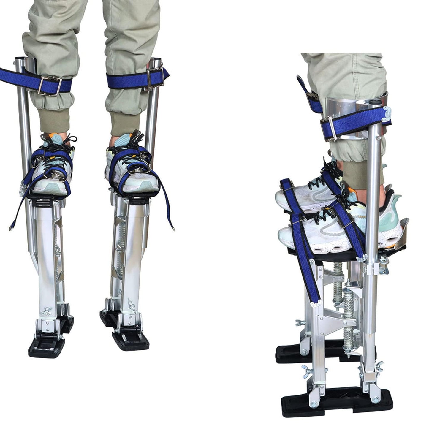 findmall 15-23 Inch Drywall Stilts Grade Adjustable Auminum Tool Stilt for Painting or Cleaning - Silver