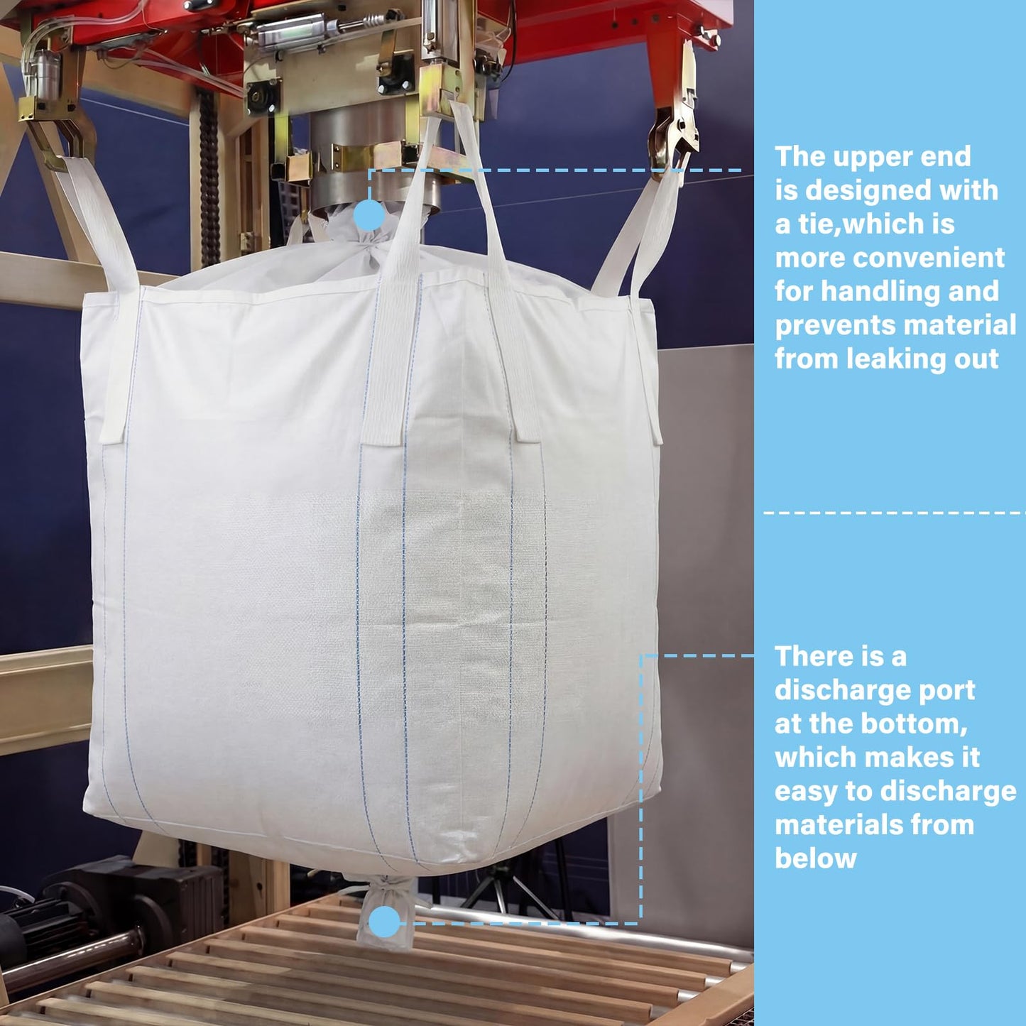 Aliceset 2 Pcs FIBC Sack Bag Bulk 1.5 Ton Bag 3300lbs SWL 35"L x 35"W x 43"H Heavy Duty Large Sand Sacks with Duffle Bottom Handle Polypropylene for Industrial Agriculture Transport Construction
