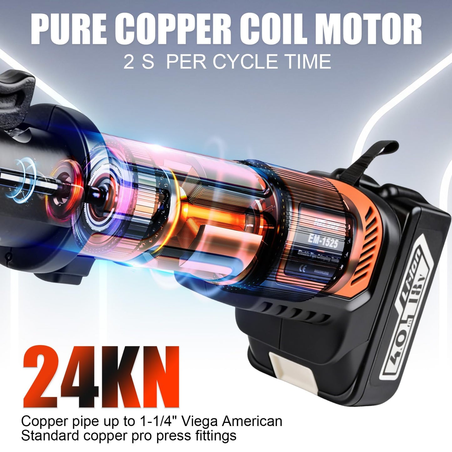 HZLZRZ Pro Press Tool 18V Brushless Electric Crimping Tool Kit for Copper Pipe, Includes "1/2, 3/4, 1, 1-1/4" ProPress Fittings with 4 Press Jaws, 2-Pack 4.0Ah Batteries, Fast Charger & Carrying Case
