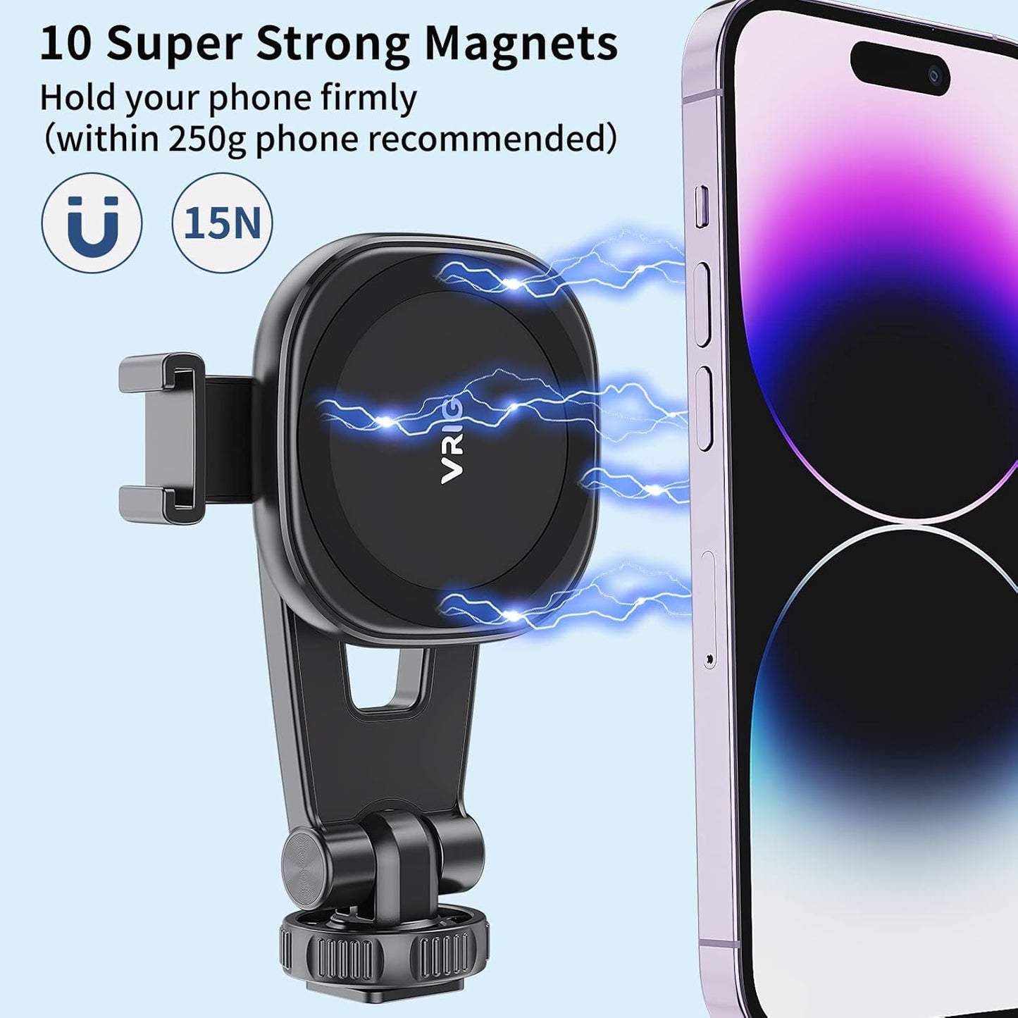 VRIG Express MG-03 17.16.15.14.13.12 Cases,360 VRIG Magnetic Phone Tripod Mount,Tripod Mount for Magsafe w Cold Shoe