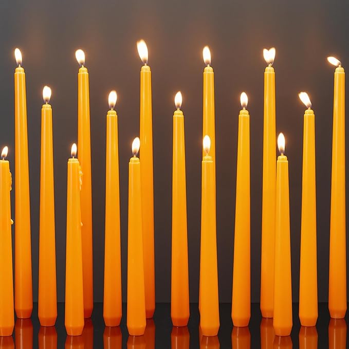 MTLEE Taper Candles 8/10/12 Multi Height Unscented Taper Candles 8 Burn Hours for Dinner Decorative Home Decoration Wedding Party Candlesticks(Orange,36)