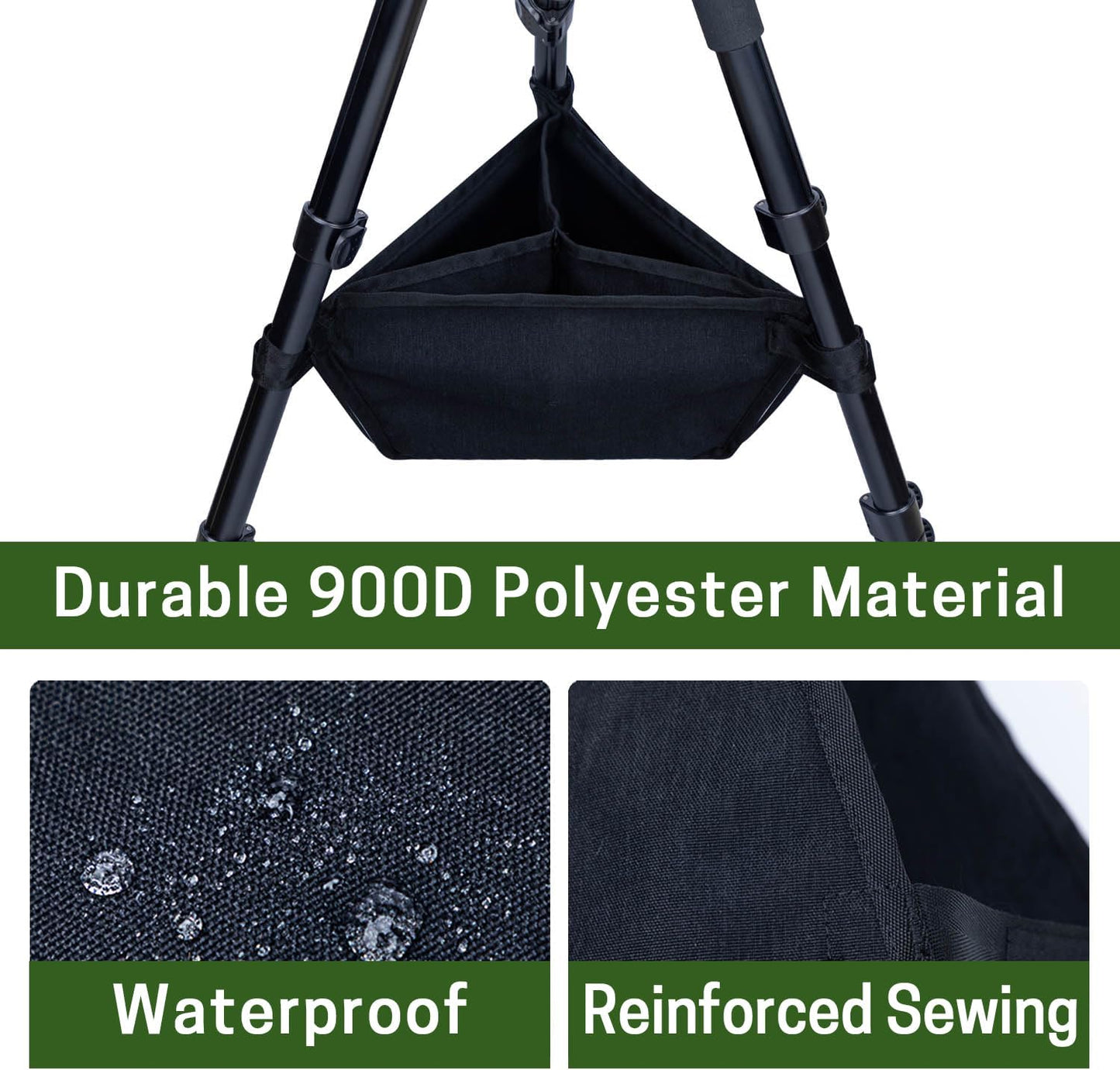 3 Tripod Stone Bag with Compartments, Heavy Duty Sand Bag for Photography, Black