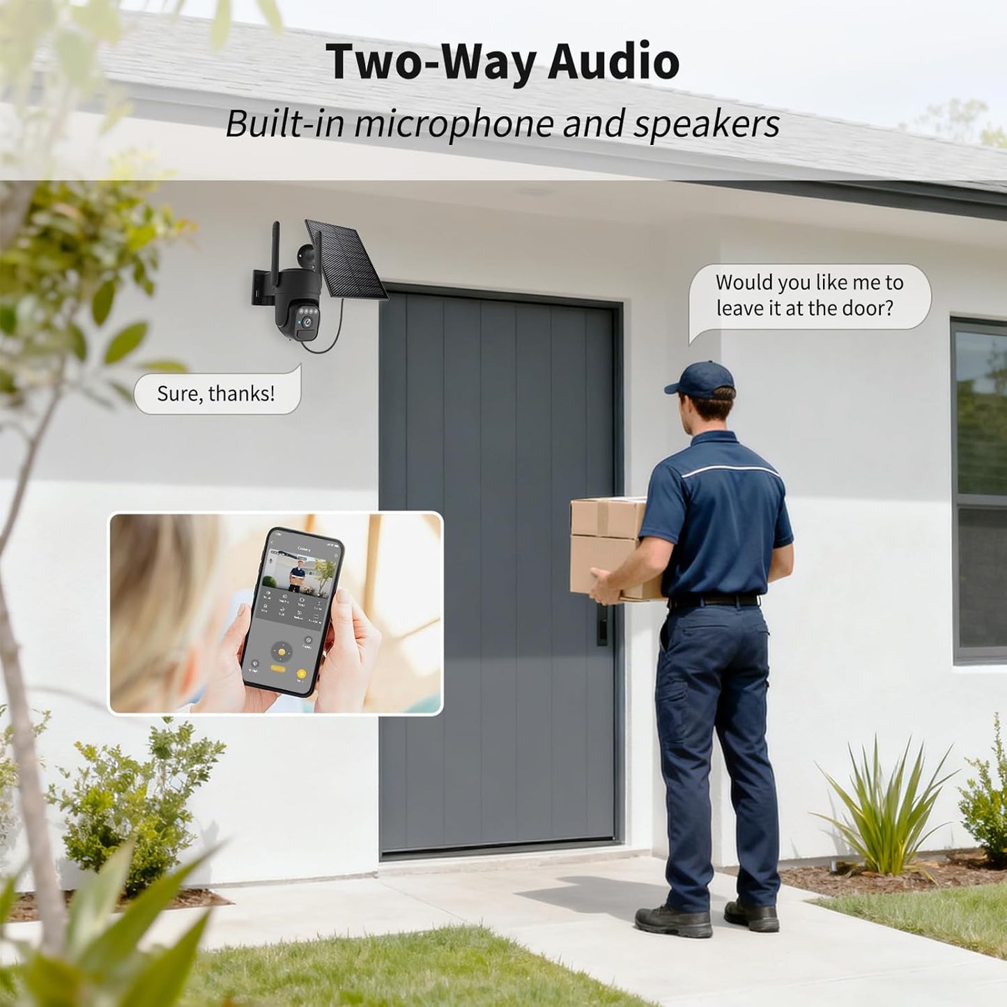 WY-LINK 360 Solar Camera Outdoor Wireless, Cameras for Home Security, Two-Way Talk, Auto Tracking, Light Alarm, Color