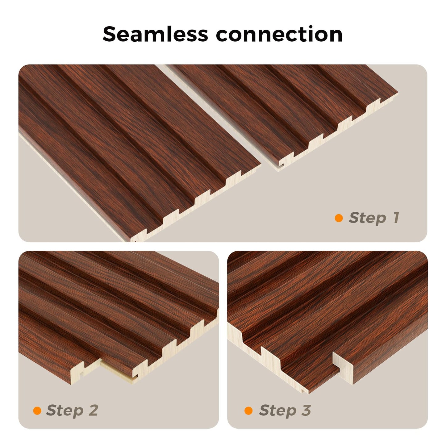 VESLARA Slat Wood Panel 4pcs Wall Panels with 2pcs End Trims 108’’ x 5.7’’ Wood Wall Panel for Interior Wall Decor Bedroom Living Room TV Background Walnut