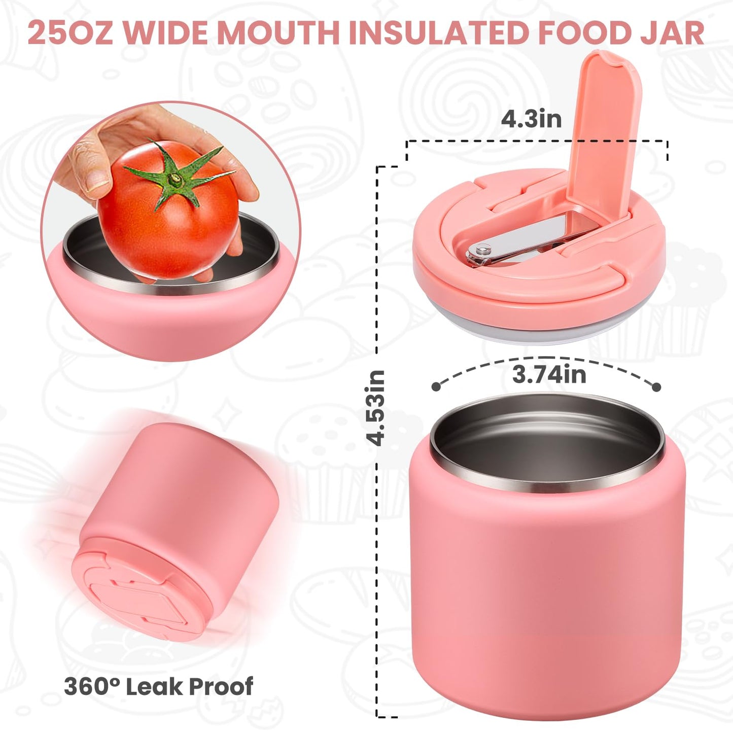 Itslife Soup Thermo for Hot Food Kids 25.5oz Lunch Containers with Buckle Lid Wide Mouth Hot Food Jar Vacuum Insulated Stainless Steel Bento Box Leakproof with Spoon