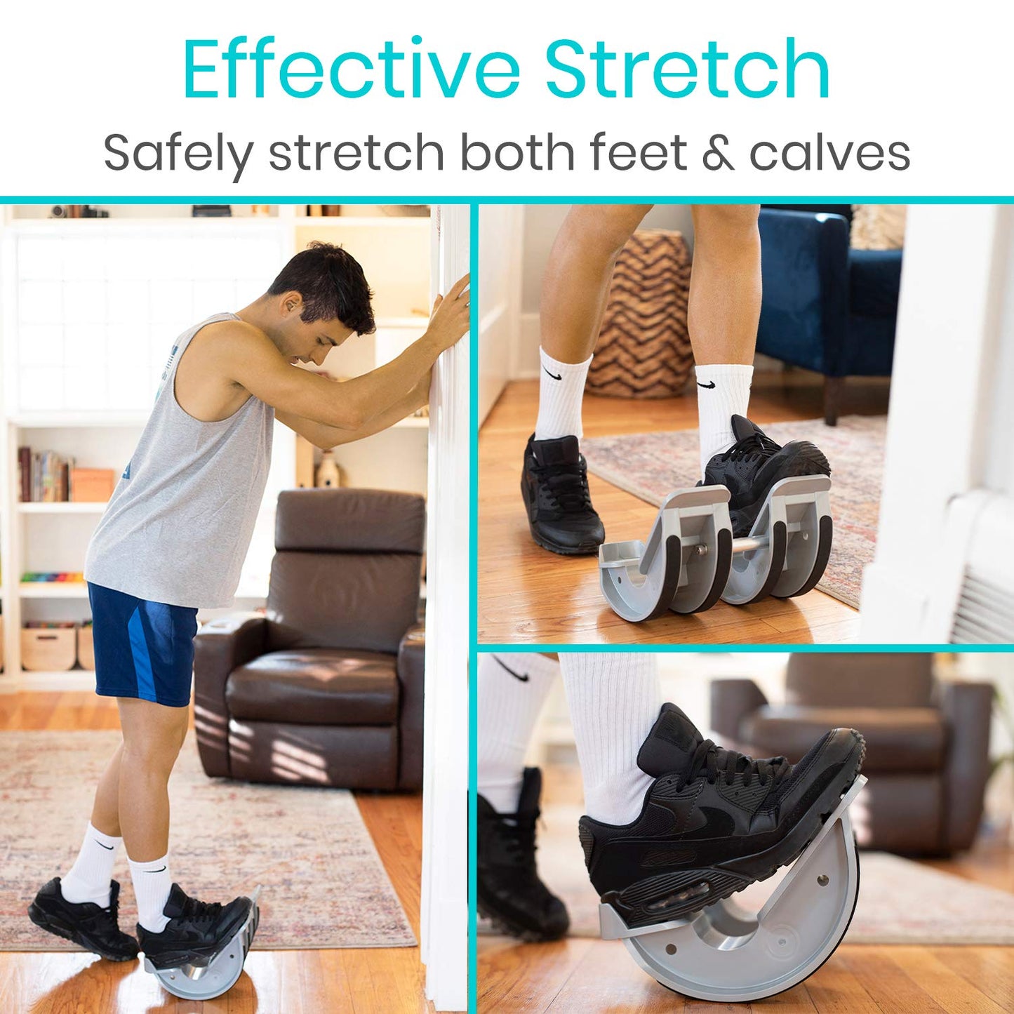 Vive Double Foot Rocker, Calf Stretcher for Achilles Tendinitis, Heel, Feet, Shin Splint, Plantar Fasciitis Pain Relief - Stretches Strained Leg Muscle, Ankle Flexibility - For Both Feet
