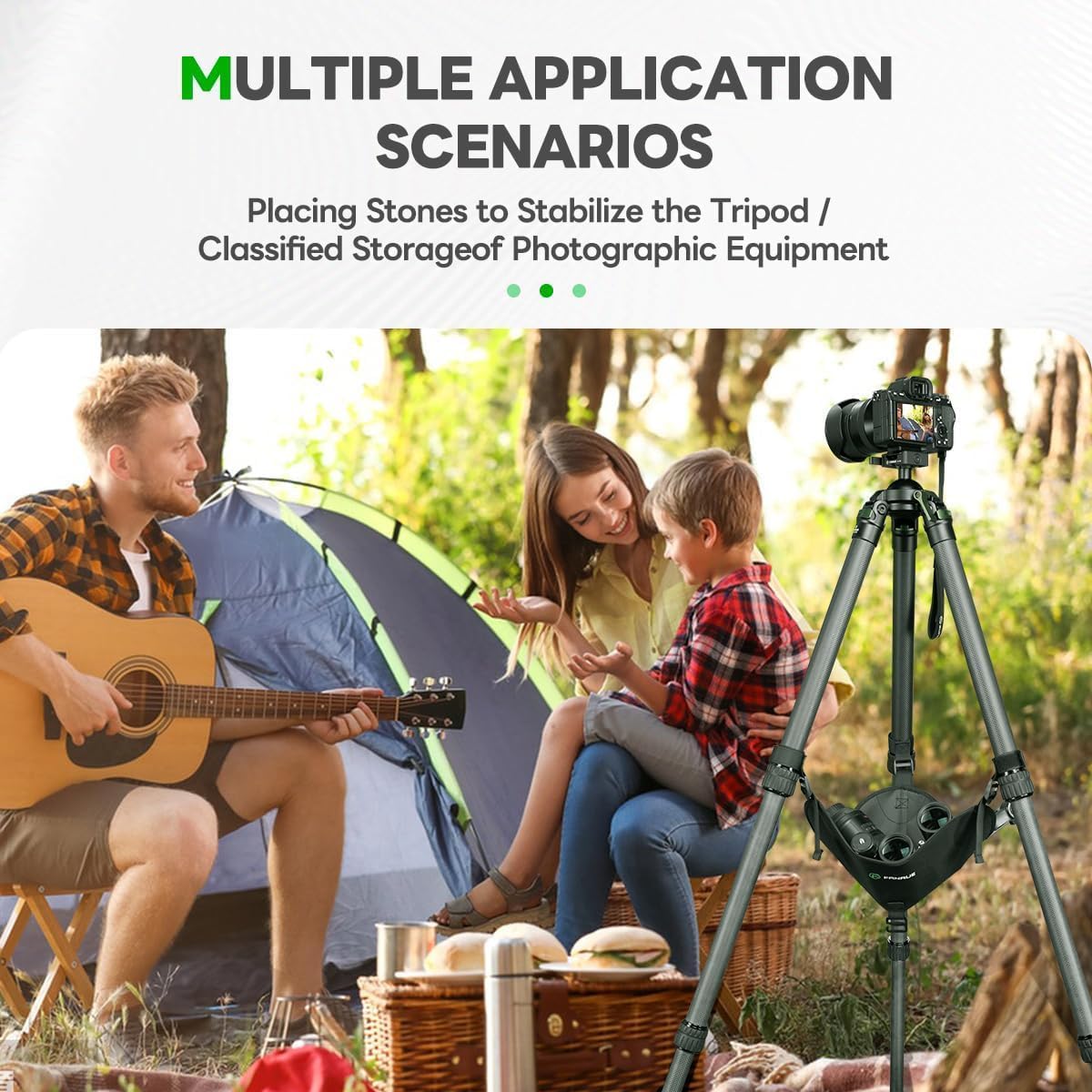 FANAUE TS-01 Heavy Duty Tripod Sandbag - Adjustable Black Stone Bag for Stability