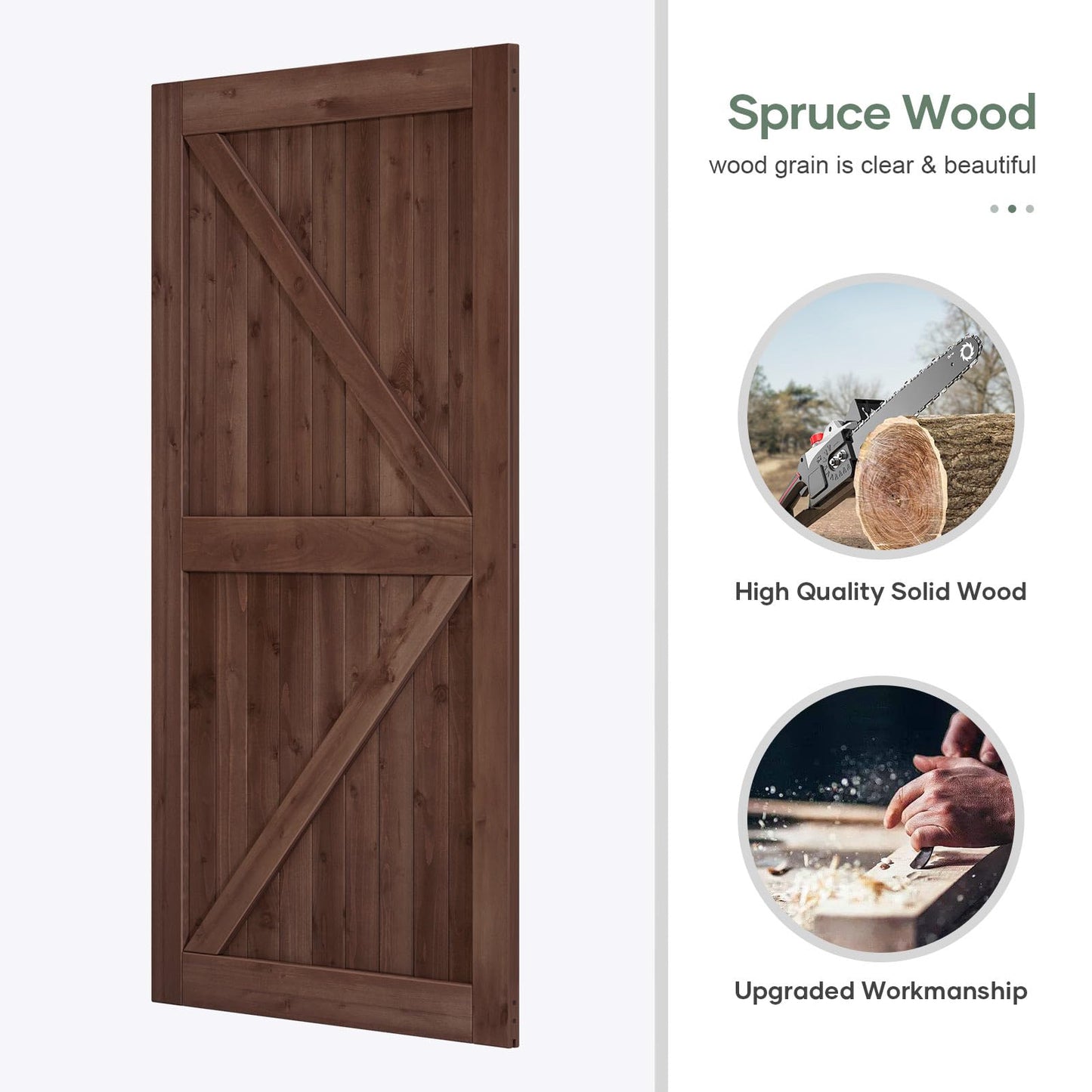 ROYMELO Double 48x80 inch Sliding Barn Wood Door Slab with 8ft Hardware Kit