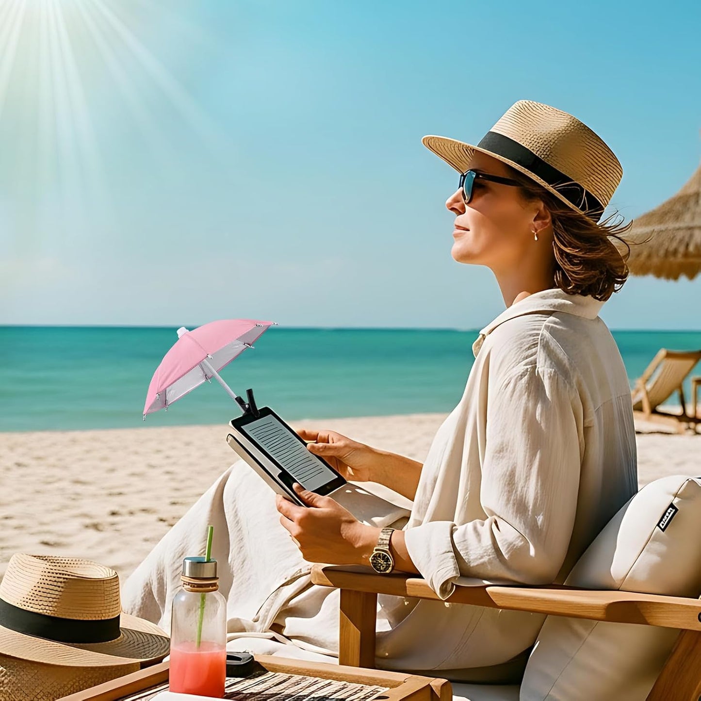 6 Sets Summer Flutesan Phone Umbrella for Sun Phone Umbrella Cell UV Protection Anti Glare Sun Shade Adjustable