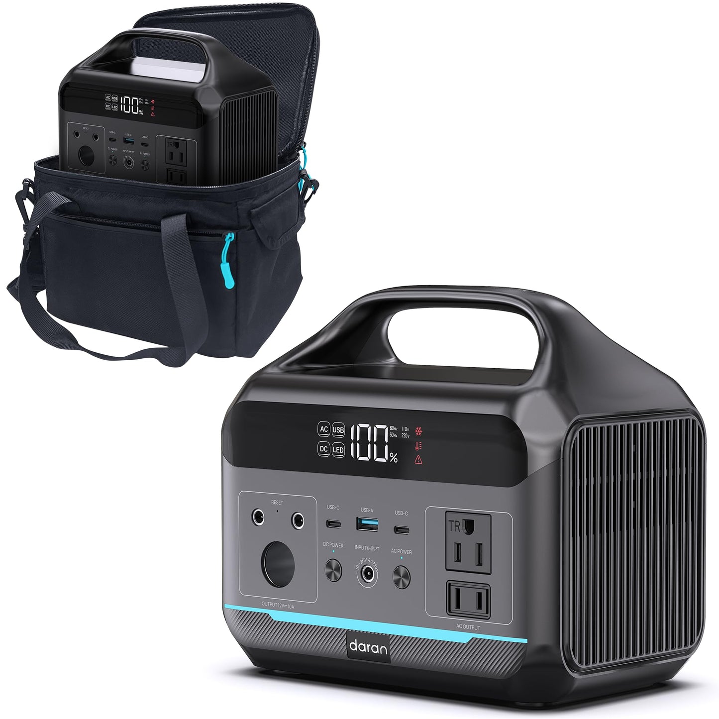 Portable Power Station 288Wh LiFePO4 Battery, 600W Power Bank with AC Outlet Fast Charging 8.4LB Lightweight Solar Generator with Multi-Port Output for Outdoor Camping, Travel, and Emergency Backup