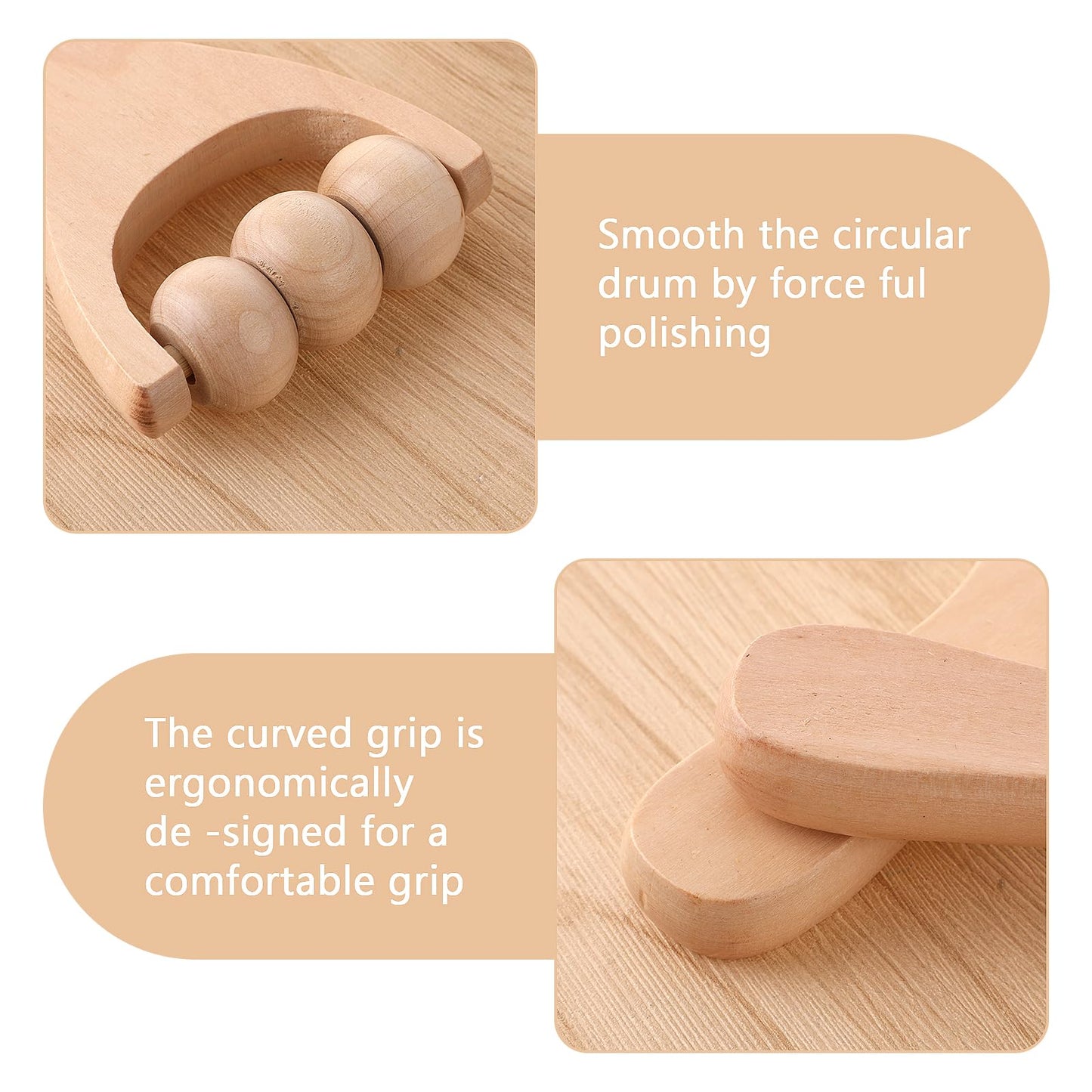 Abeillo 3Pcs Wooden Hand Massage Roller, Muscle Roller Stick, Manual Wood Therapy Massage Tools Massager Roller, for Relaxes Thigh, Leg, Hands Full Body Muscle Men Women