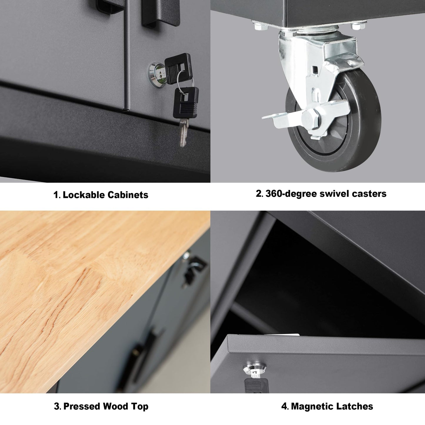 Torin Garage Cabinets Storage System, 9-Pcs Included Steel Cabinets Drawers Rolling Chest and Trash Can Cabinet, Locked Storage Cabinet, Perfect for Organizing Garage and Tools