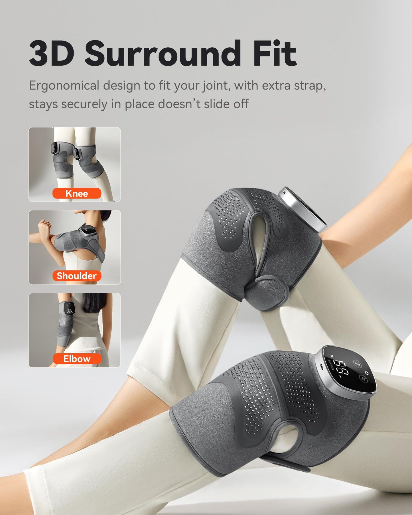 IKEEPFIT Knee Massager with Heat Vibration for Pain Relief MAXwarm 5.0[2026 Upgraded]-Heated Knee Brace with 5 Heat Levels and 4 Motors Massage, X-Warm Heat-Lock Tech, for Men Women(Grey, 1-Pack)