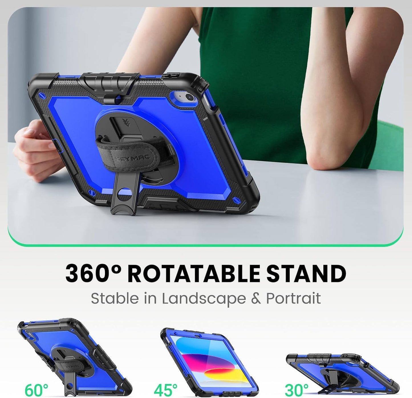 SEYMAC (A16) 11th/10th 2025/2022 (11/10.9), Case for iPad Generation Heavy Duty Full-Body Shockproof Protective Case