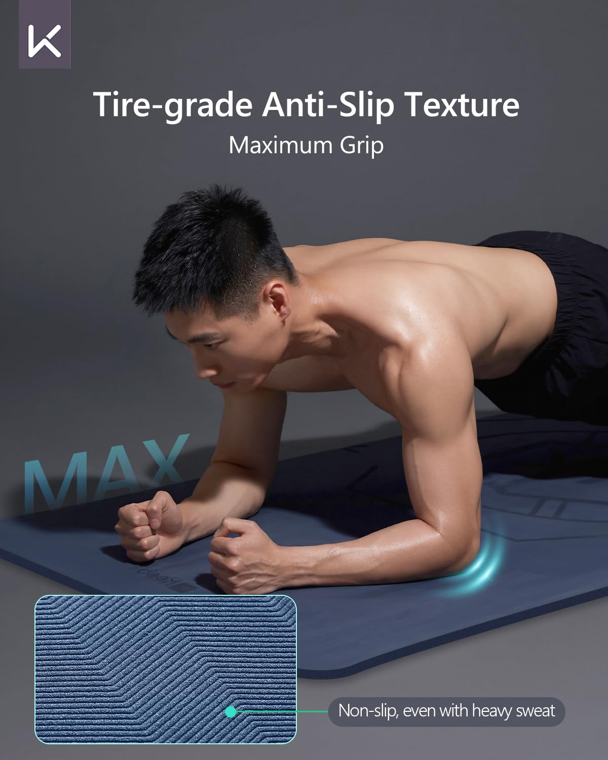 KEEP Large Yoga Mat 79"x39" for Men, 7mm Extra Thick & Oversized Exercise Mat, Non-Slip TPE Workout Mat for Home Gym, High-Density Anti-Tear Fitness Mat for Tall Users, Blue