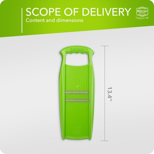 Börner Roko PowerLine Vegetable Slicer • Julienne Cutter for Fruit and Vegetables • Julienne Slicer for Fine Strips • Fine Vegetable Grater • Kitchen Slicer (Green)