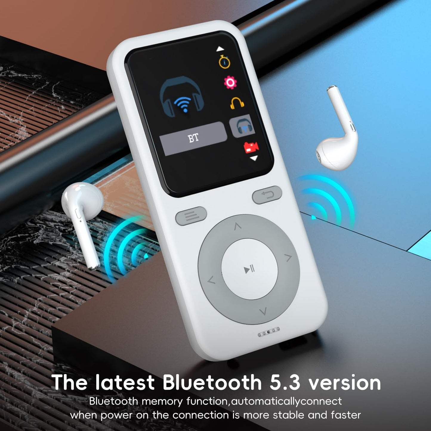 wiwoo 64GB MP3 MP3 128GB(Earbuds Player with Bluetooth,Portable HiFi Lossless Sound Bluetooth Player with Speaker,Voice