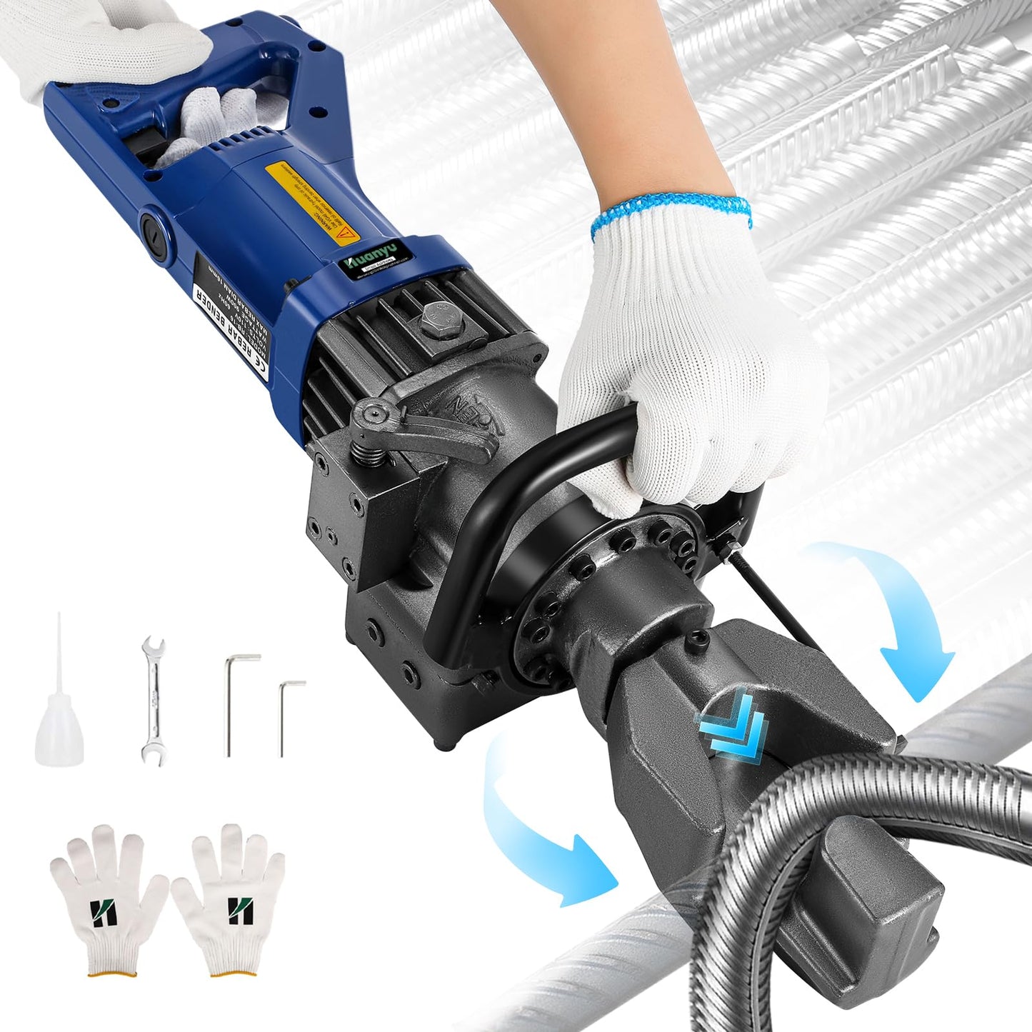 Huanyu Electric Rebar Bender 900W Hydraulic Rebar Bending Machine 5/8Inch #5 16mm Rebar within 5s Bending Angle 0°-130° with Positioning Bolt Fast Easy Bending Rebar Steel Bar Steel Rod 110V RB-16